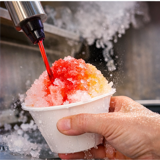 Fresh snoball being made